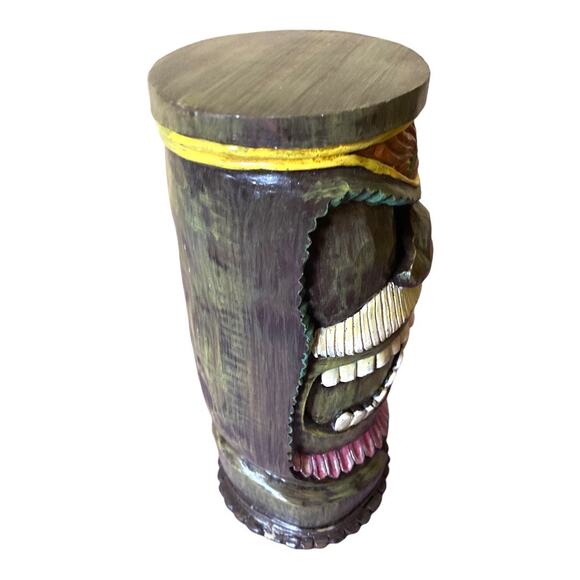 Hawaiian Tiki Statue Wooden Luau Bar Decor 4.5" Wide by 8" Tall - Picture 6 of 10